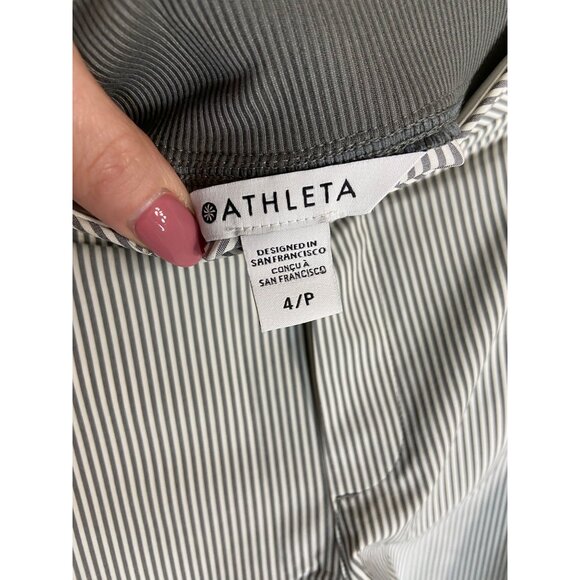 Athleta Brooklyn Ankle Pants Side Stripe Zipper Pocket Gray & White-sz 4P - Picture 5 of 10
